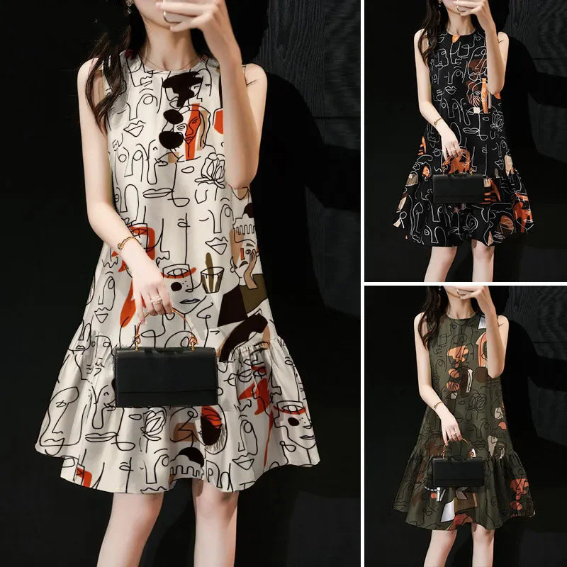 Ärmelloses Partykleid mit Rundhalsausschnitt