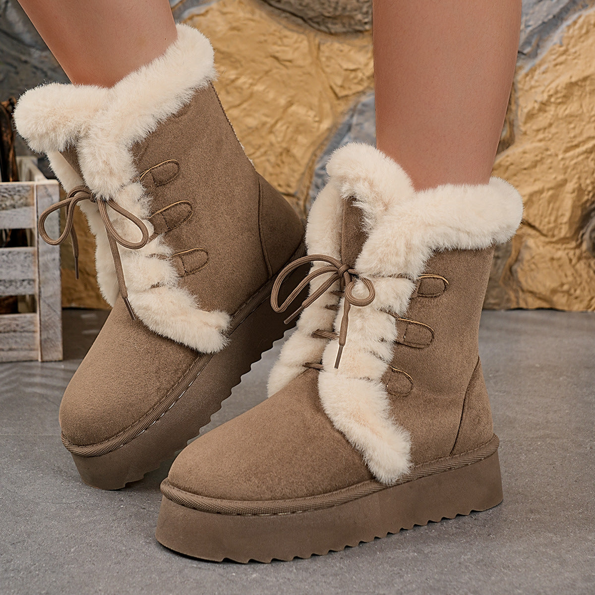 Damen Freizeit-Baumwollschuhe mit dicker Sohle