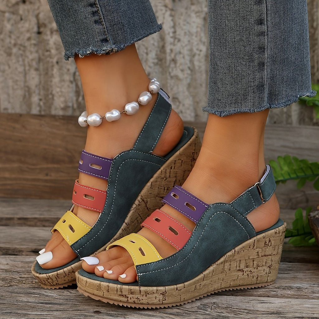 Plateau-Sandalen im Color-Block-Design