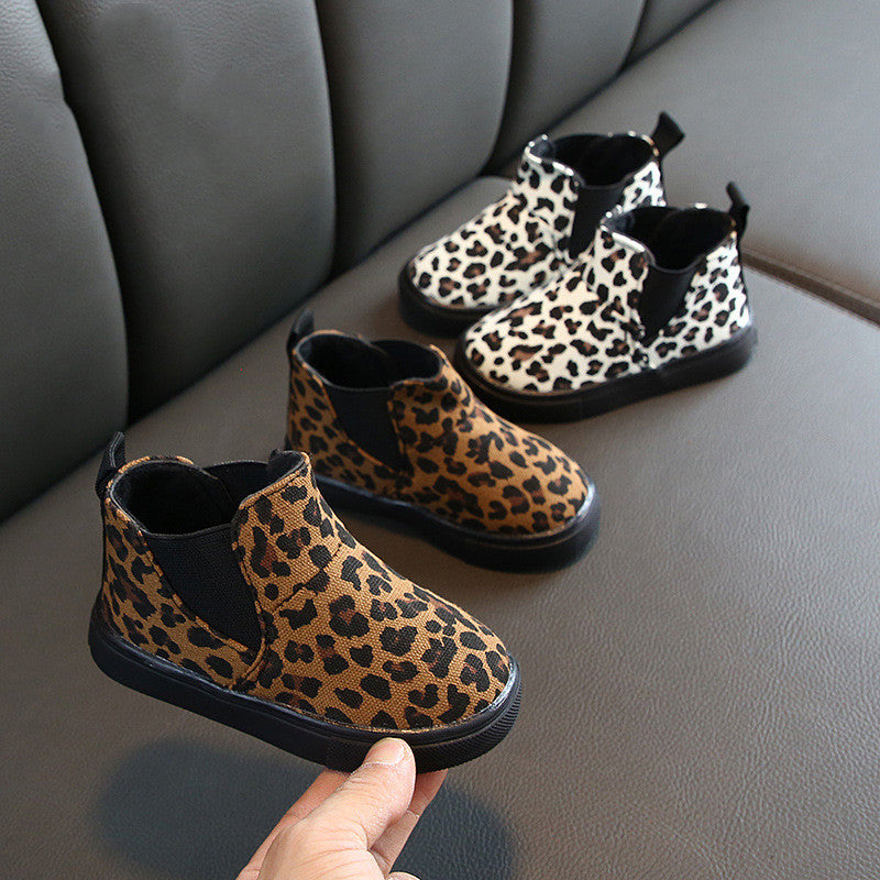 Leopard Samt Stiefeletten für Kinder | LuxeStyle