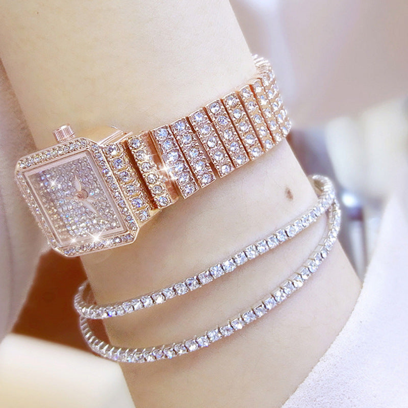 Wasserdichte Quarzuhr mit Strass-Besatz – Bild 5 | LuxeStyle