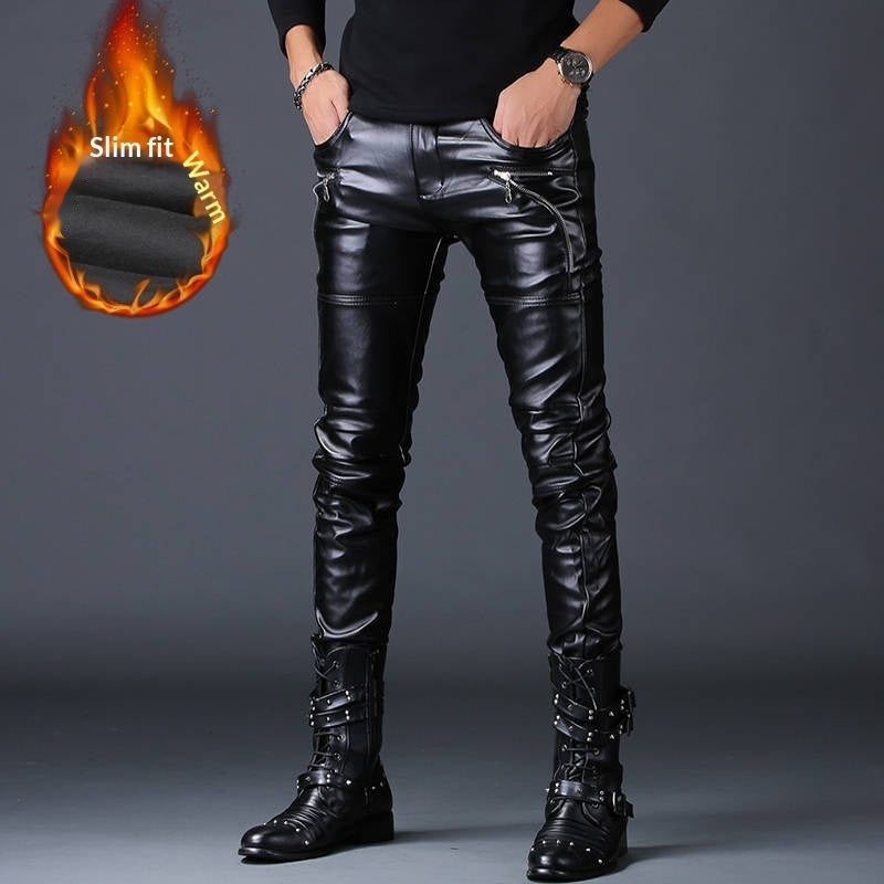 Winddichte slim-fit Lederhose Herren
