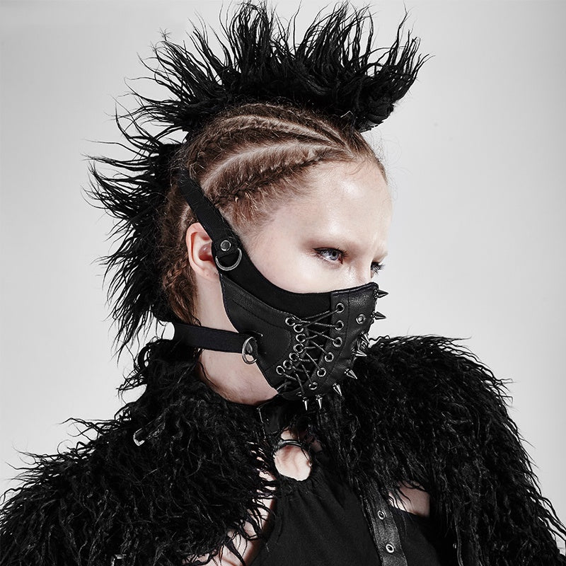 Rock Field CS Spike Unisex Punk Rope Leder Maske