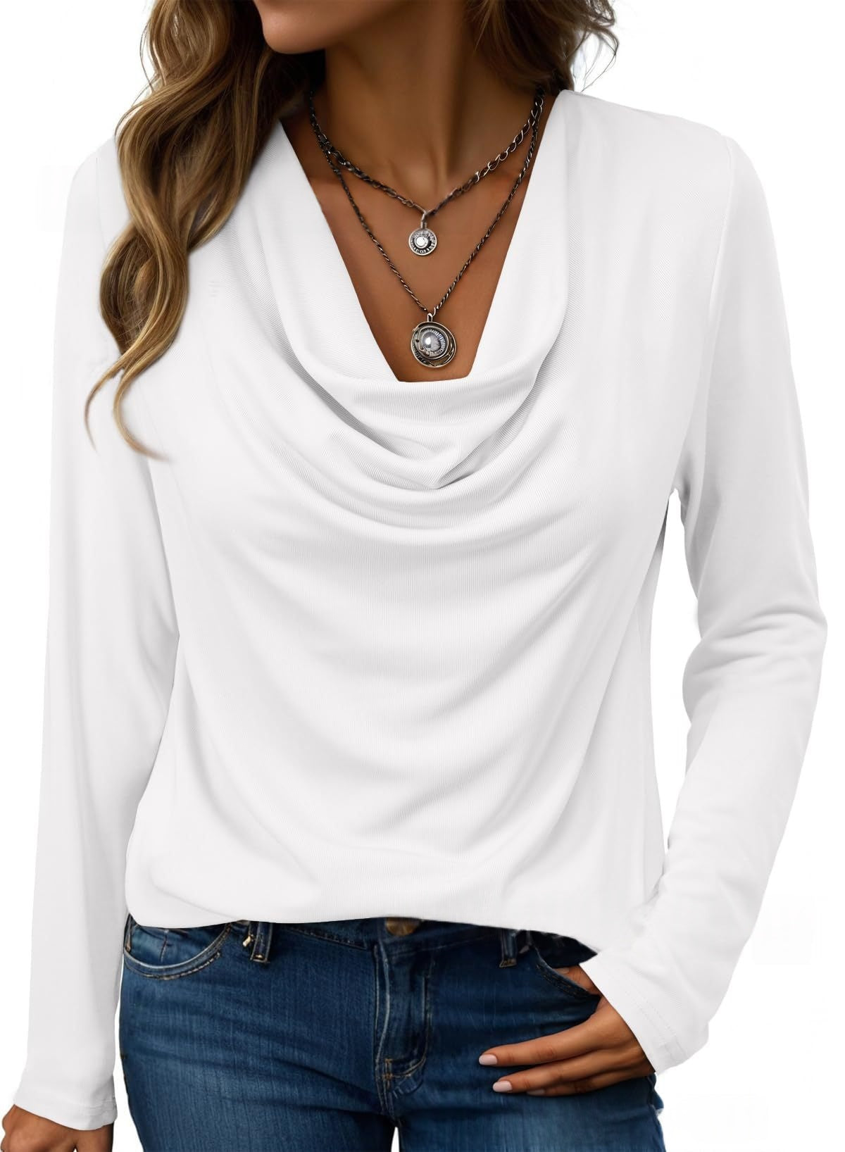 Damen Rollkragen Langarm-Top