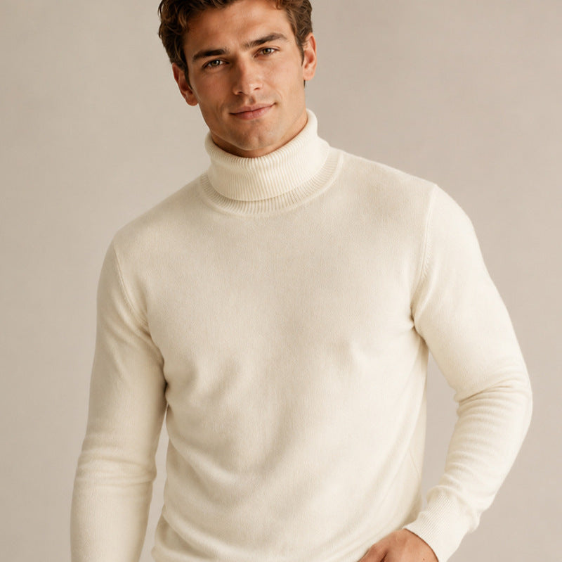 Herren-High-Neck-Longsleeve Winterpullover