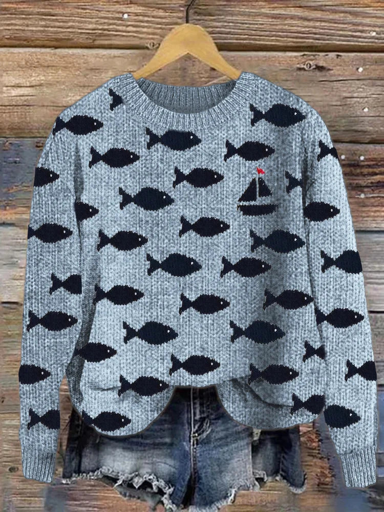 Weicher Cardigan mit Cartoon-Muster