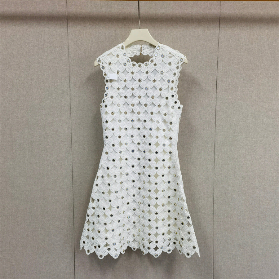 Glitzerndes Häkel-Minikleid mit Rautenmuster | LuxeStyle
