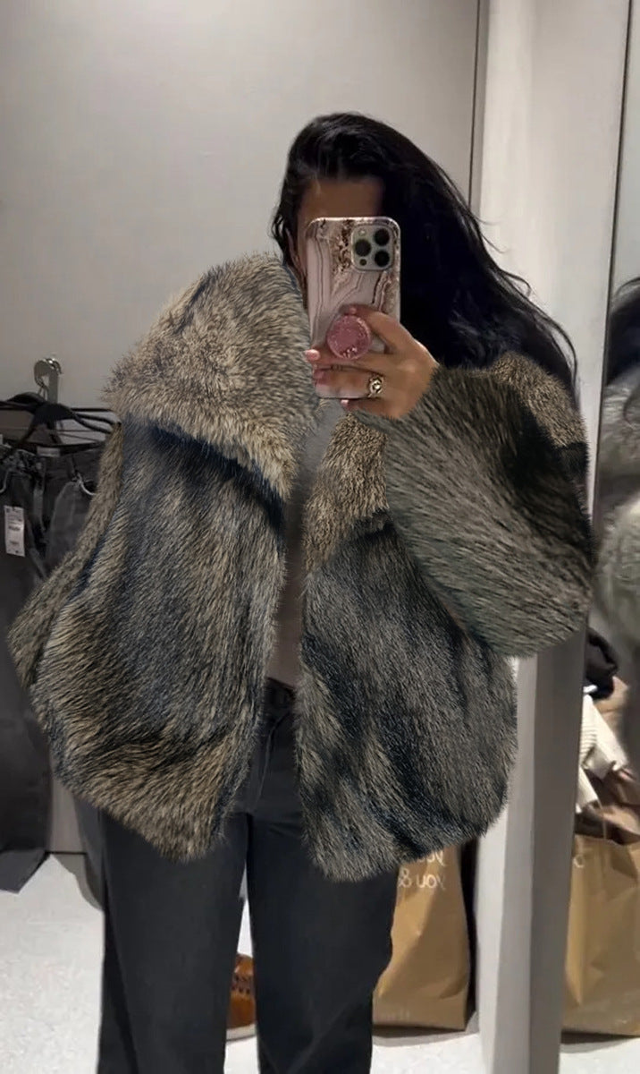 Winter Plüschjacke – Flauschige Lapel Jacke