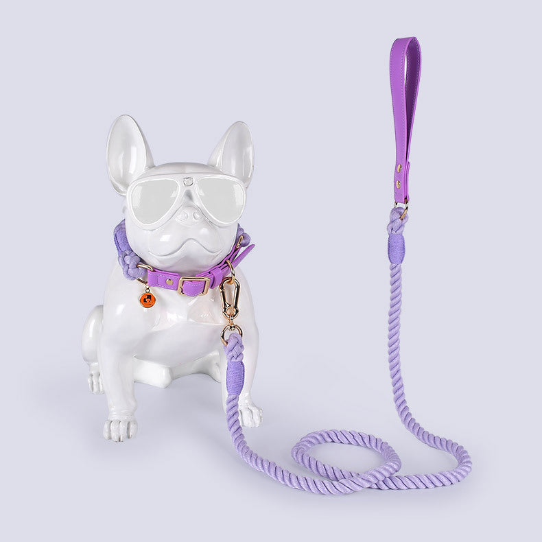 Baumwollseil-Leder-Leinen-Halsband-Set für Hunde – Bild 9 | LuxeStyle