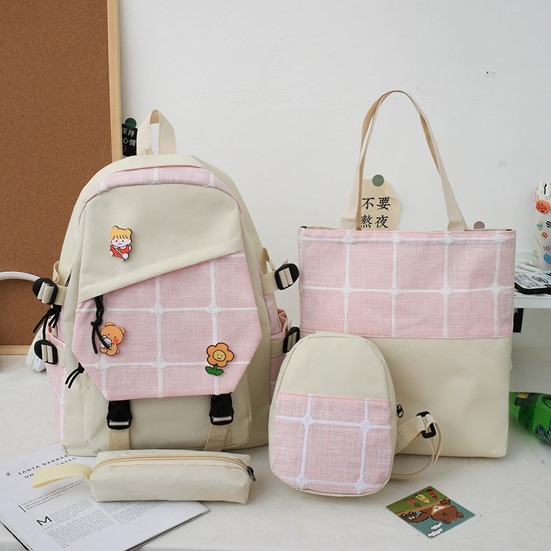 Karierter Rucksack im koreanischen Stil