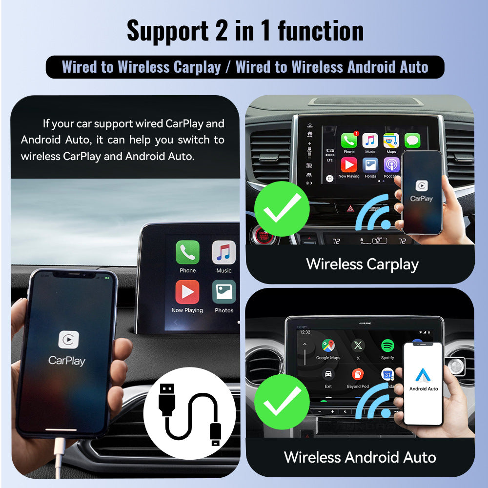 Mini 2-in-1 CarPlay USB Interface Wireless
