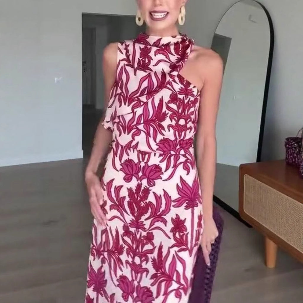 Sommerliches One-Shoulder Maxikleid mit Print