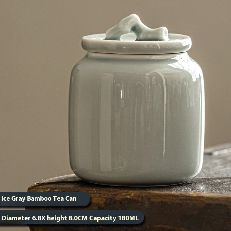 Keramik Teedose "Ice Grey" mit Bambus-Deckel – Bild 4 | LuxeStyle