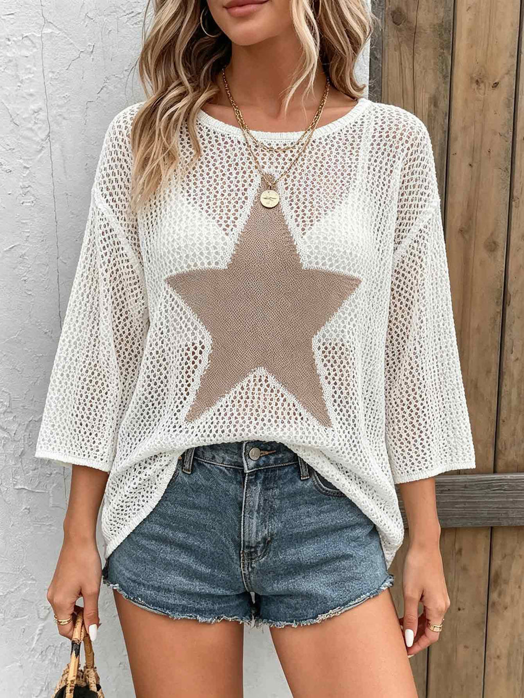 Boho Mesh Stricktop mit Sternen