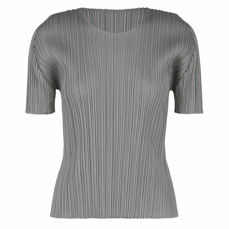 Rundhals-Shirt mit Raffung