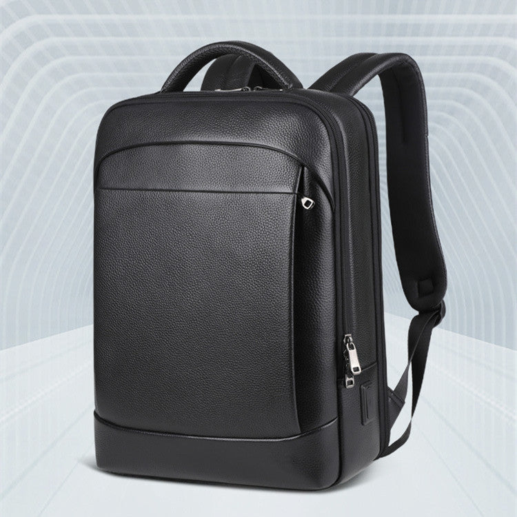 Leder-Reiserucksack mit USB-Ladefunktion