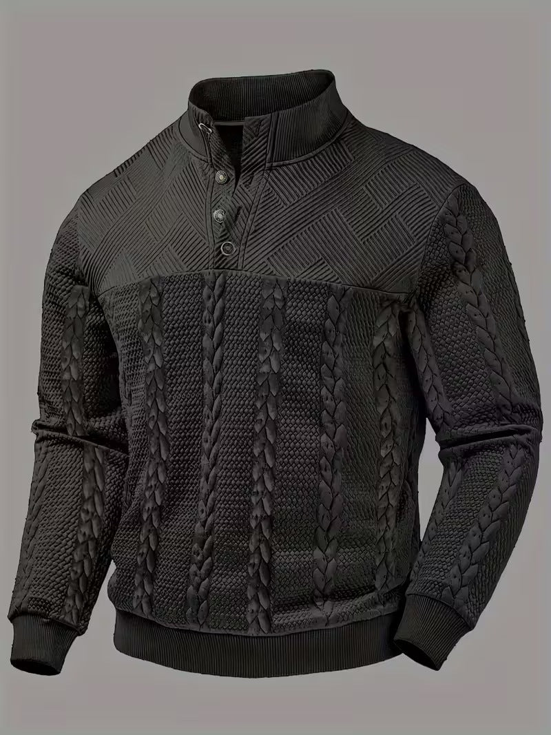 Retro Casual Pullover mit Stehkragen