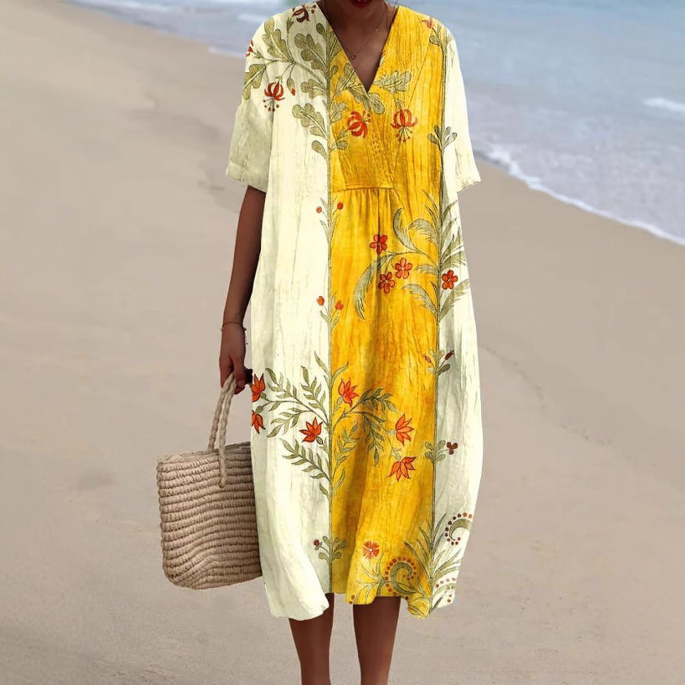 Retro Maxikleid mit Blumenmuster – Bild 2 | LuxeStyle