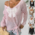 Lässiger Strickpullover mit Schmetterlings-Patchwork
