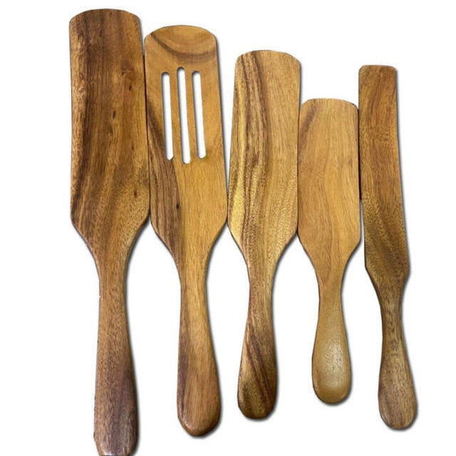 Fünfteiliges Saucen-Spatelset aus Teakholz – Bild 3 | LuxeStyle