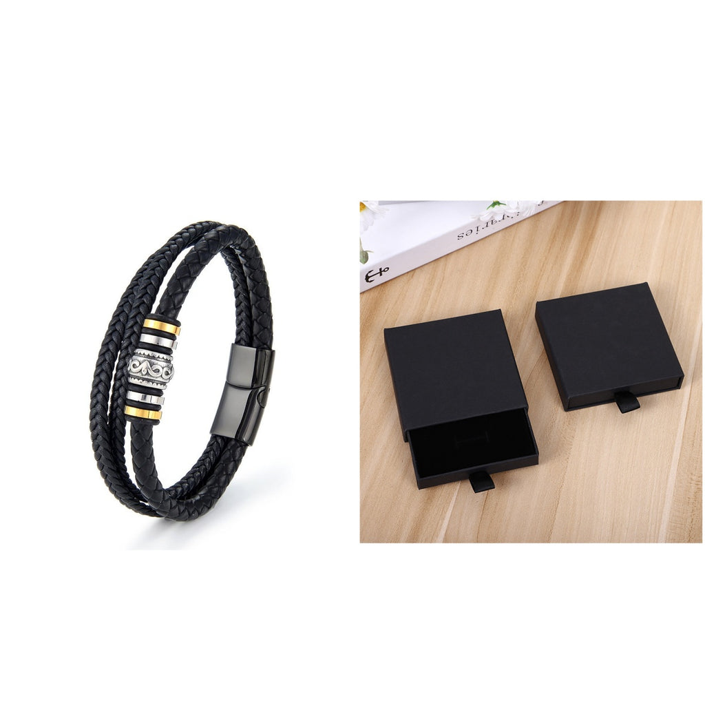 Geflochtenes Lederarmband aus Titanstahl