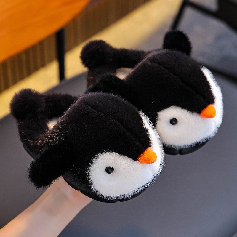 Warme Pinguin-Fleece-Hausschuhe für Kinder