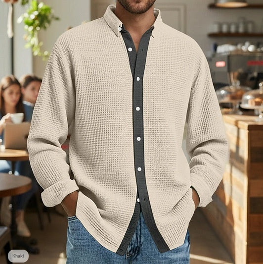 Herren Cardigan mit Wellenspitzenmuster Langarm