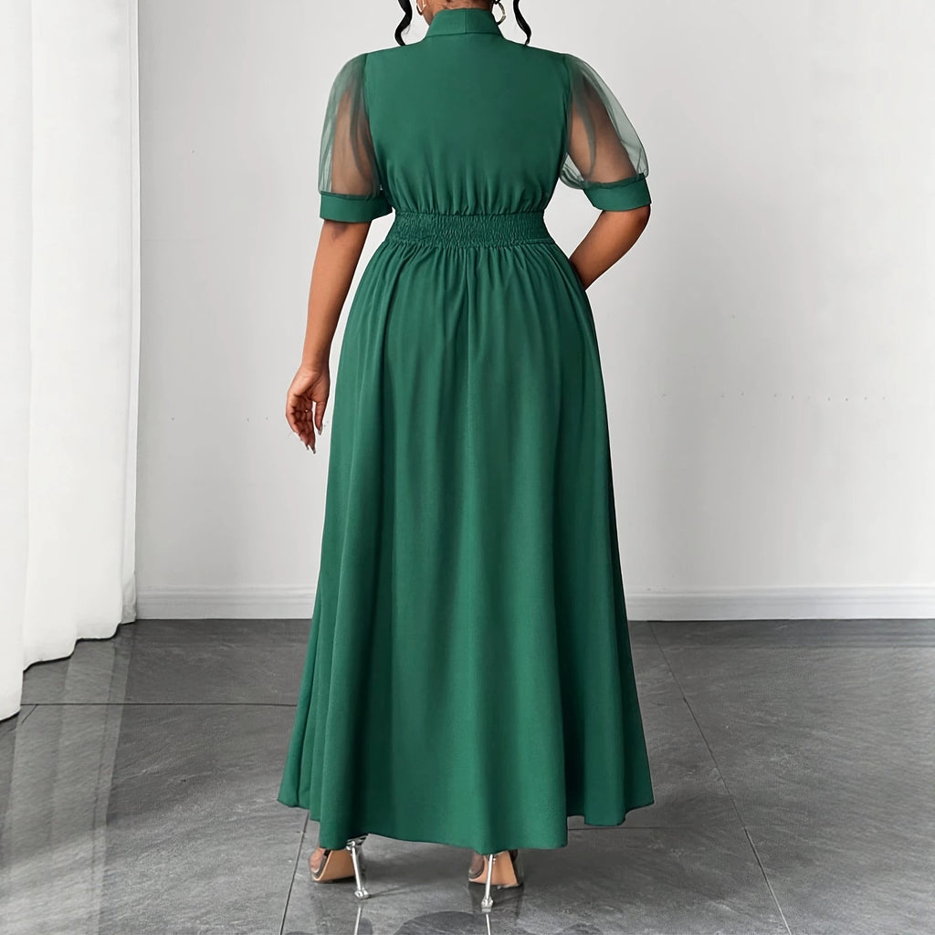 Midikleid mit Mesh und Schleifendetail