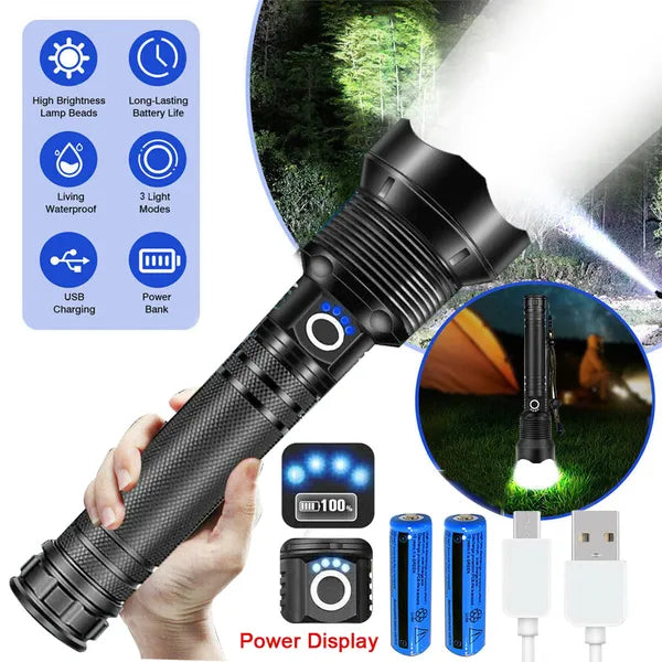 Taktische LED-Taschenlampe XHP90, wiederaufladbar