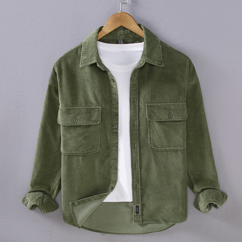 Lockeres Männershirt aus Cord – japanischer Retro-Stil – Bild 9 | LuxeStyle