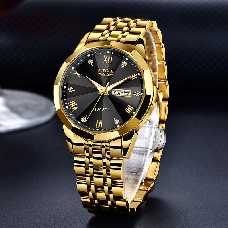Business-Quartz-Uhr mit Dual-Kalender und Leuchtzeigern – Bild 10 | LuxeStyle