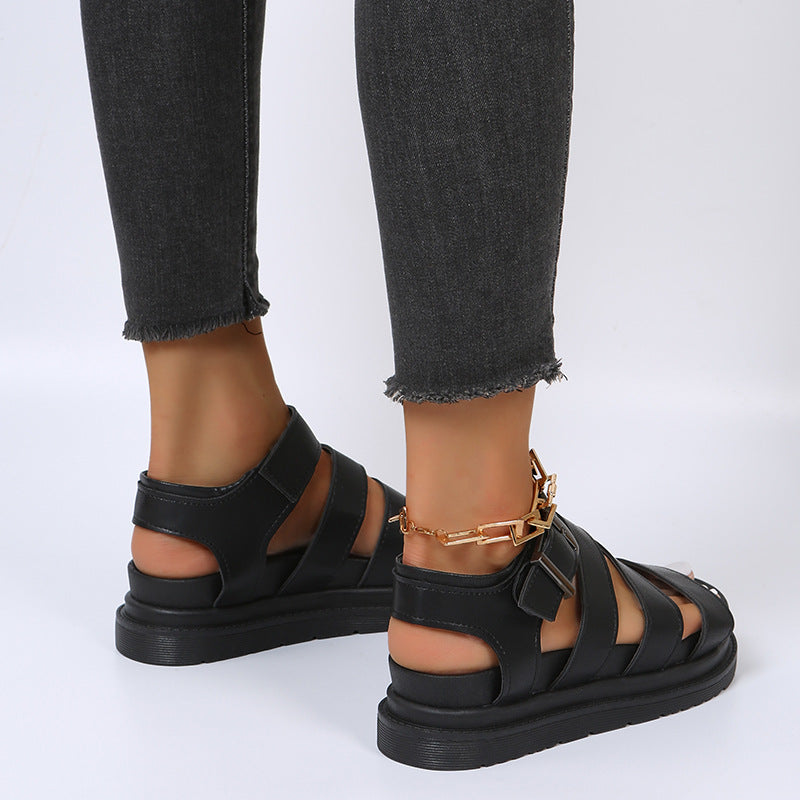 Römer Sandalen mit offener Spitze und Schnalle – Bild 3 | LuxeStyle