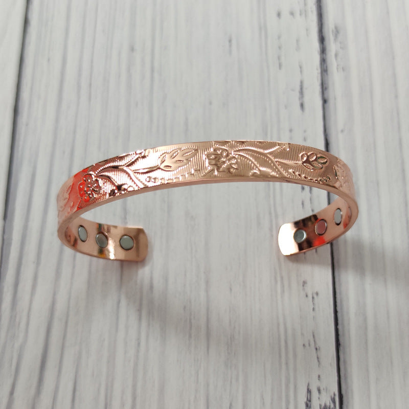 Florales Magnetarmband aus Rotkupfer