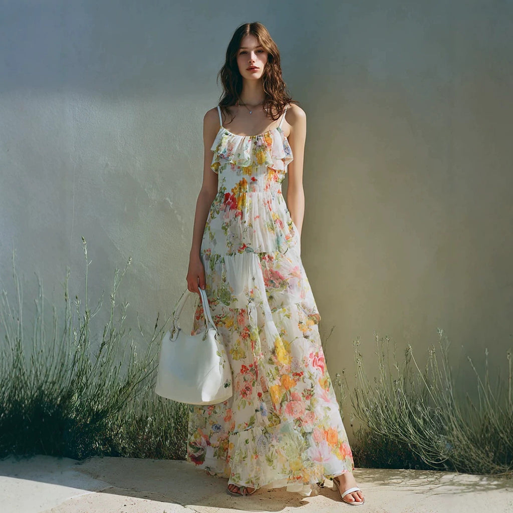 Sommerkleid mit Blumenprint und Chiffon-Lagen – Bild 5 | LuxeStyle