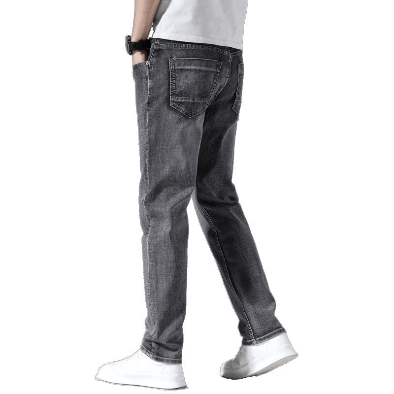 Herren-Retro Stretchhose Gerade Dunkelgrau