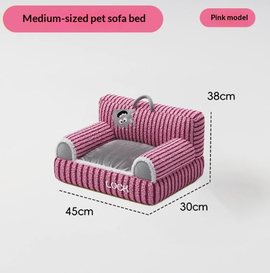 Gestreiftes Katzensofa – Plüsch & Rutschfest
