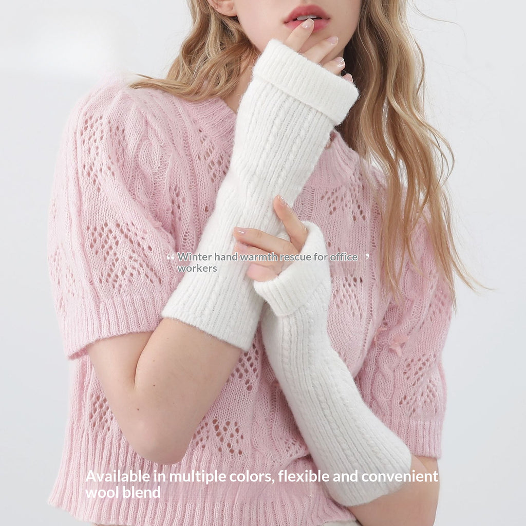 Wollmischung Fingerlose Strickhandschuhe