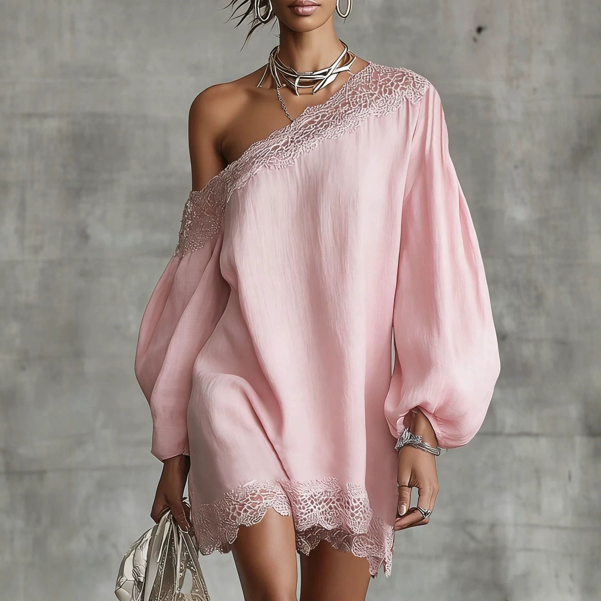 Off-Shoulder Longsleeve mit Spitze