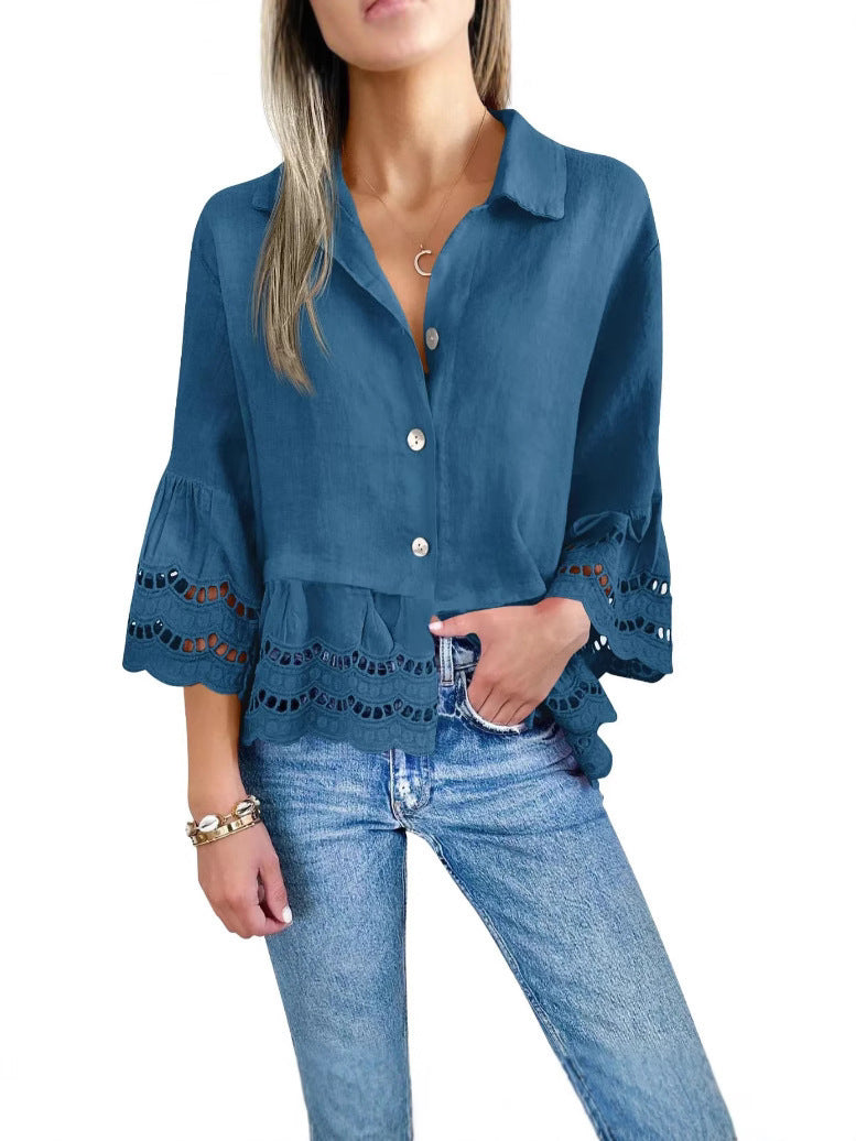 Spitzenbesetztes Langarmshirt – Bild 9 | LuxeStyle