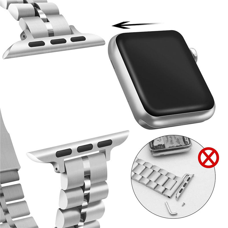 Uhrenarmband Edelstahl Halbkreis mit drei Perlen – Bild 5 | LuxeStyle