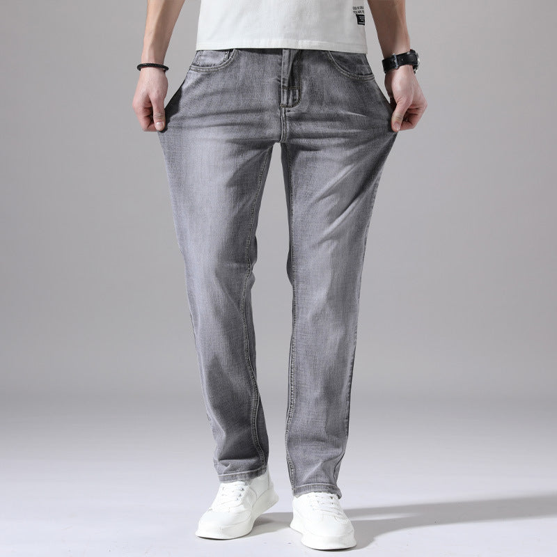 Herren-Retro Stretchhose Gerade Dunkelgrau