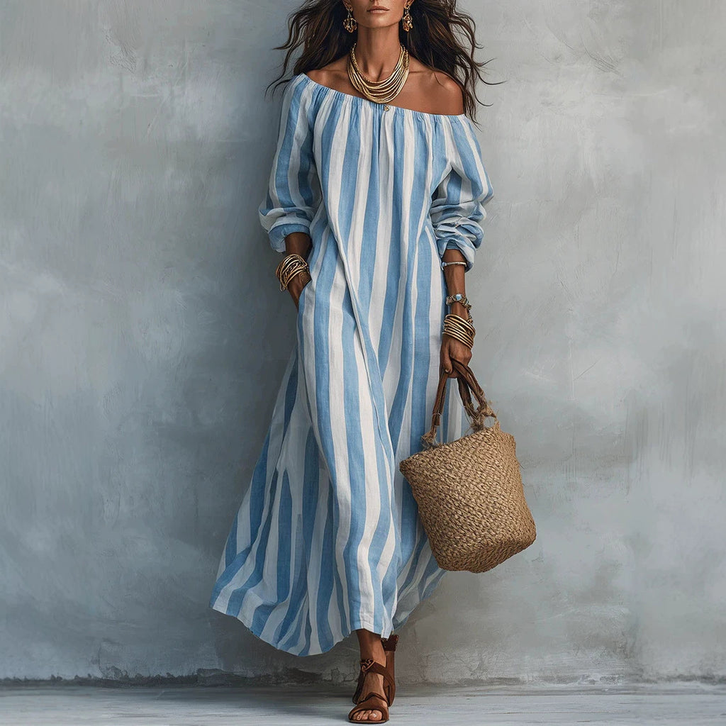 Gestreifter Off-Shoulder Dress