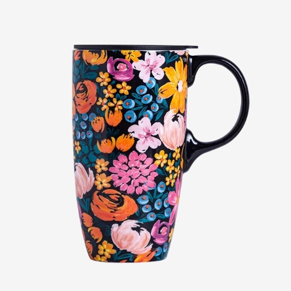 Keramiktasse mit Deckel – Pflanzen & Tiere – Bild 3 | LuxeStyle
