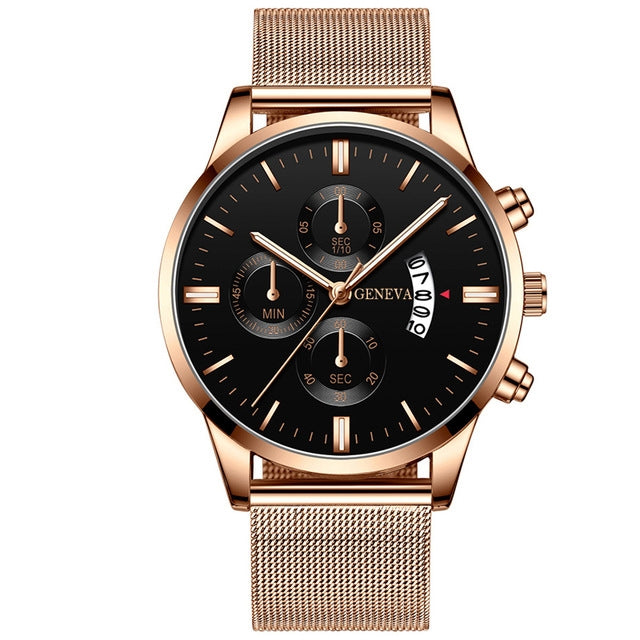 Quarzuhr mit Kalender und Milanaise-Armband | LuxeStyle