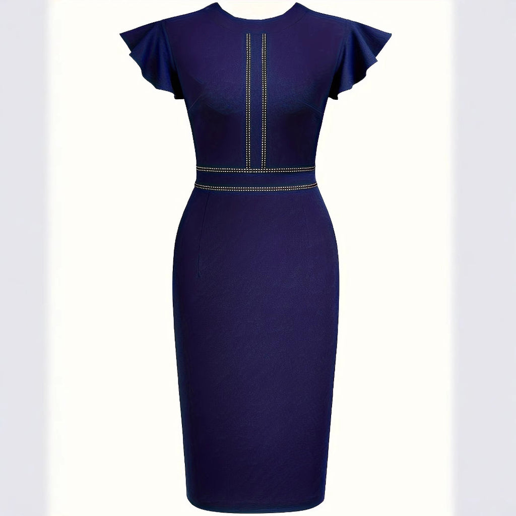 Farbblock-Midi-Kleid