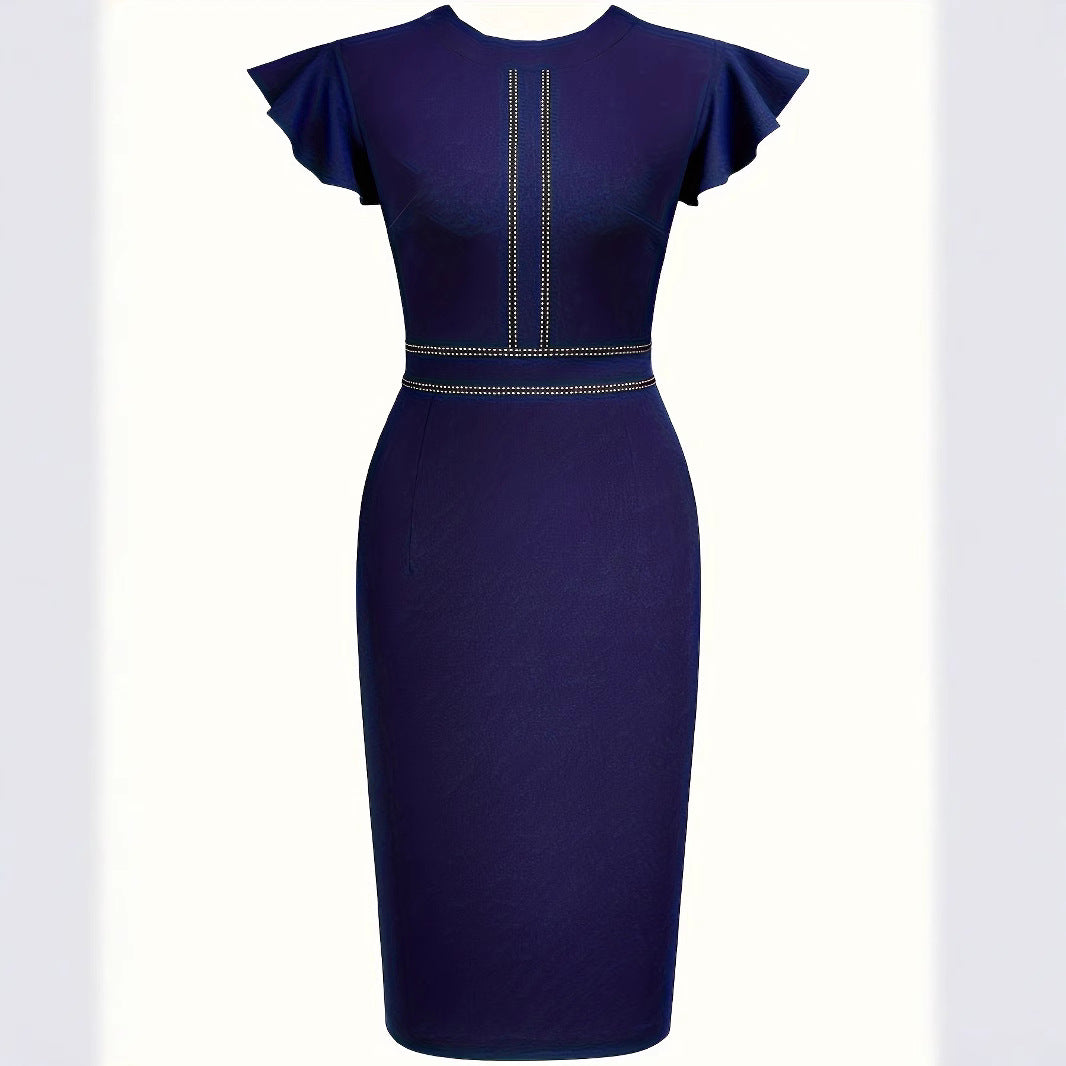 Farbblock-Midi-Kleid