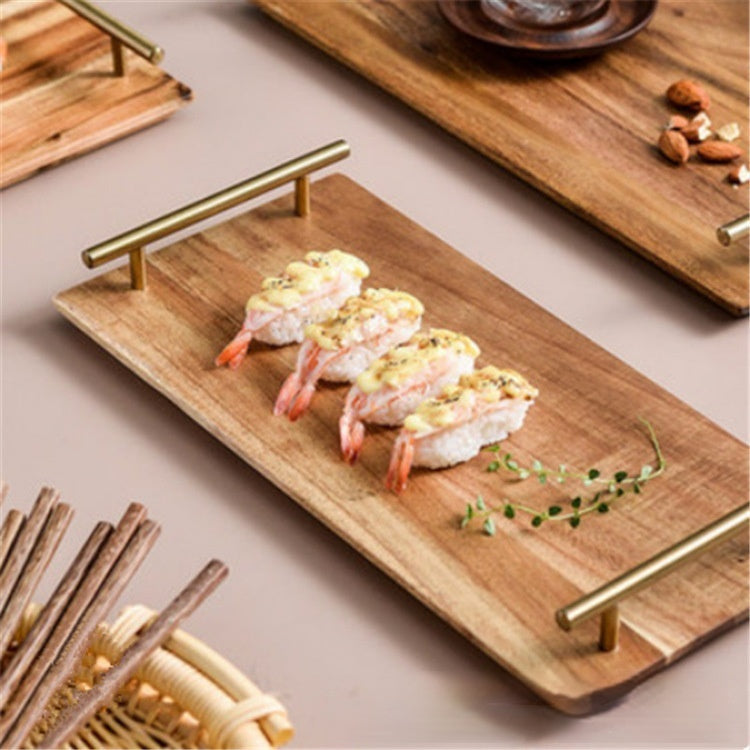 Rechteckiges Holztablett mit Metallgriff – Bild 5 | LuxeStyle
