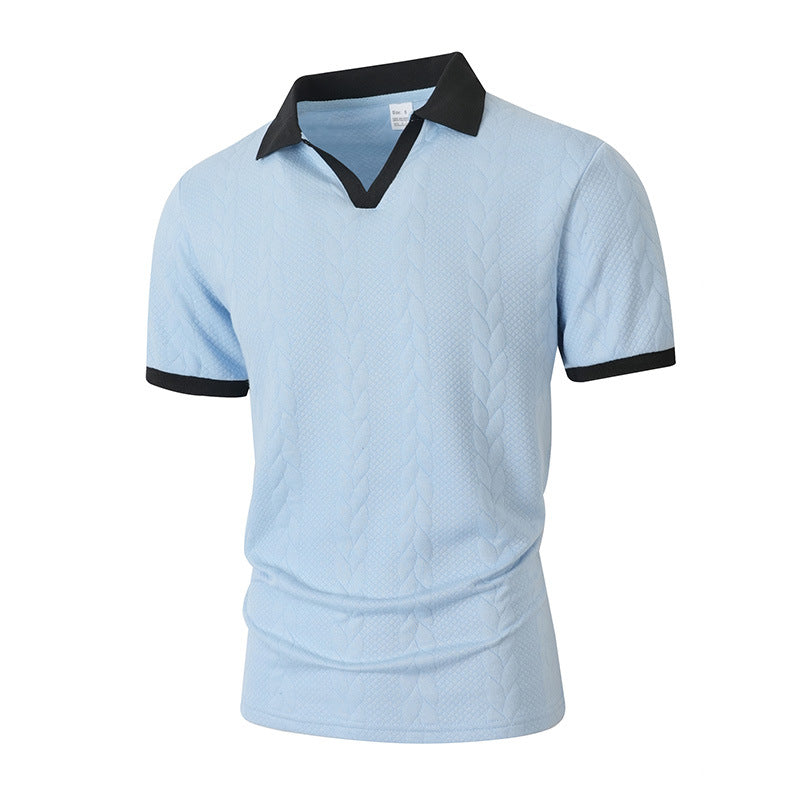 Jacquard T-Shirt Kurzarm Slim Fit