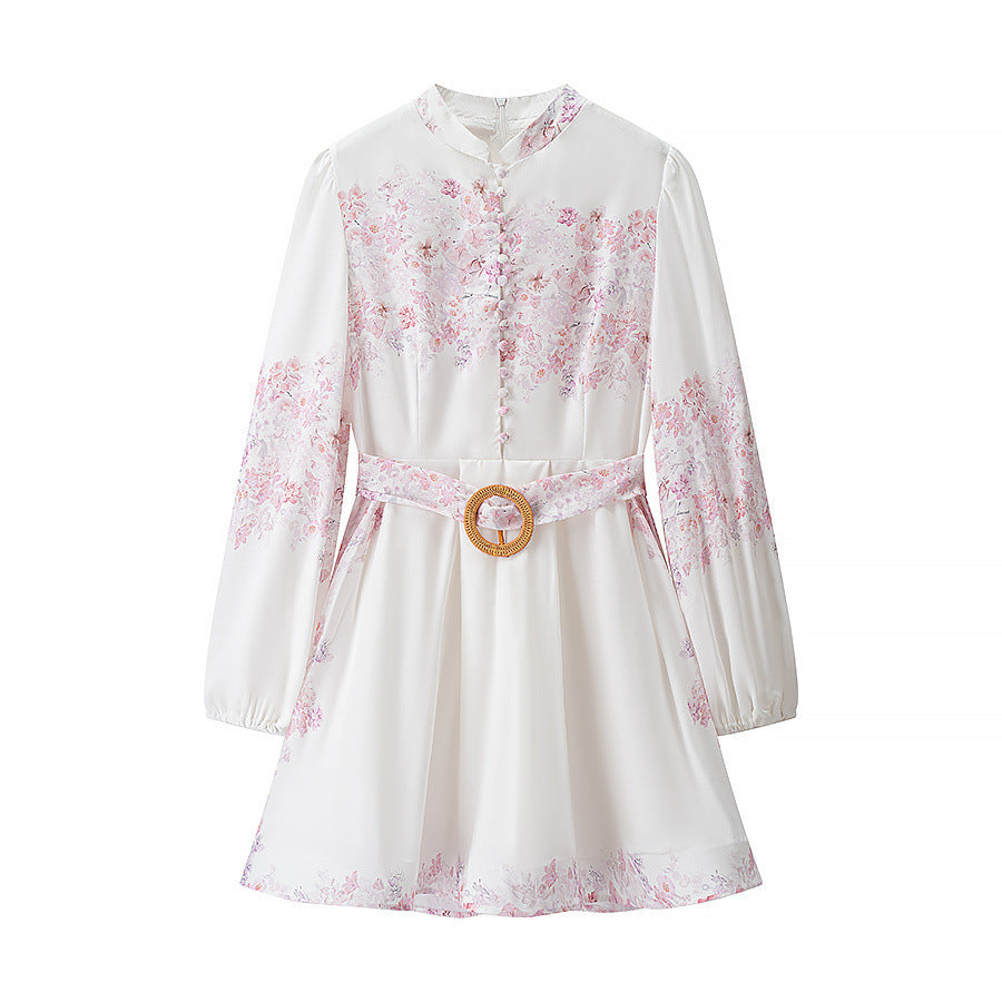 Luftiges A-Linien Blumenkleid mit langen Ärmeln – Bild 5 | LuxeStyle