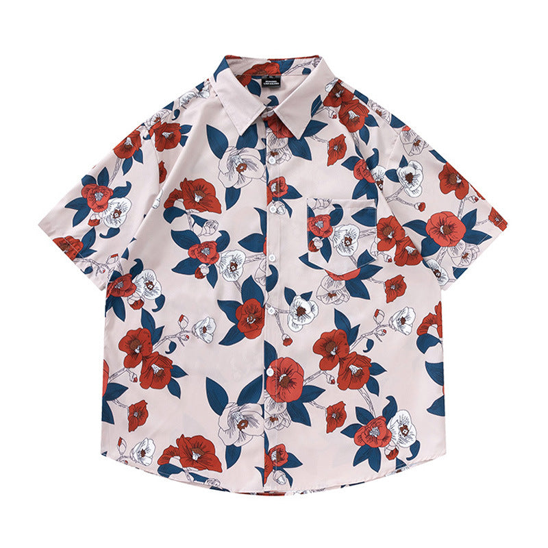Herren-Shortsleeve-Blumen-Casual-Shirt | LuxeStyle